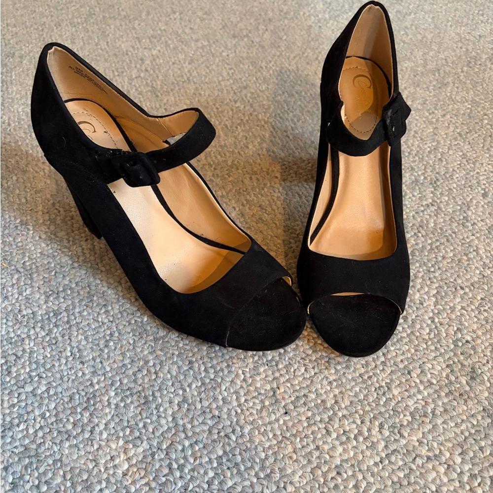 Elegant Black Suede Women's Heels